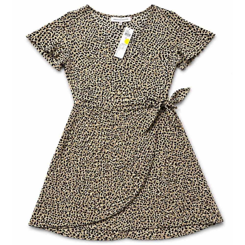 NWT Cupcakes and Cashmere Women's Leopard Print Wrap Dress Size Medium Cocktail